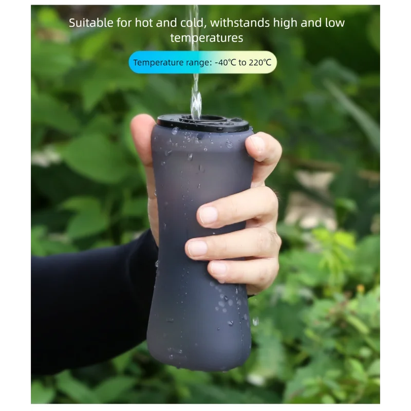 Black Collapsible Handheld Running Flask - 350ml