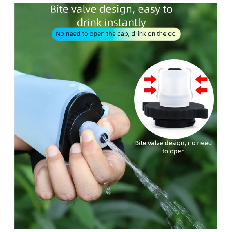Black Collapsible Handheld Running Flask 350ml lightweight silicone water