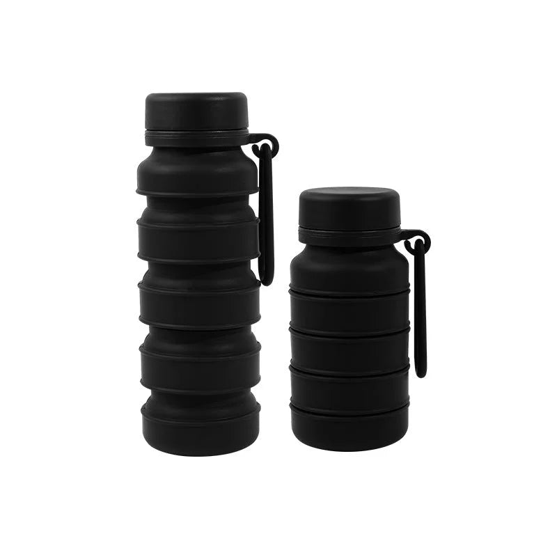 Black Collapsible Silicone Water Bottle 510ml Portable Food