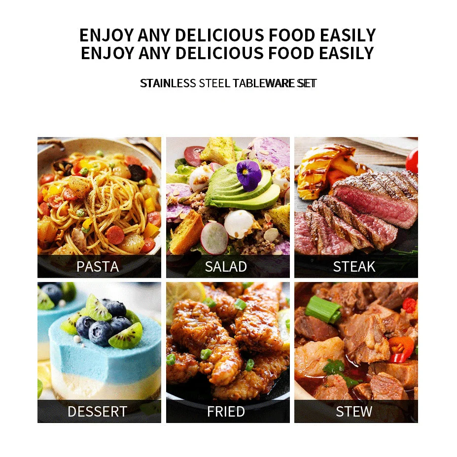 Black Color Premium 24-Piece Stainless Steel Cutlery Set