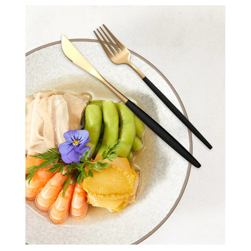 Black Color Premium 24-Piece Stainless Steel Cutlery Set