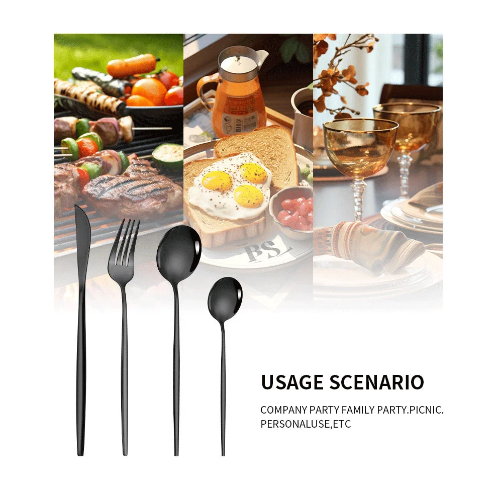 Black Color Premium 24-Piece Stainless Steel Cutlery Set