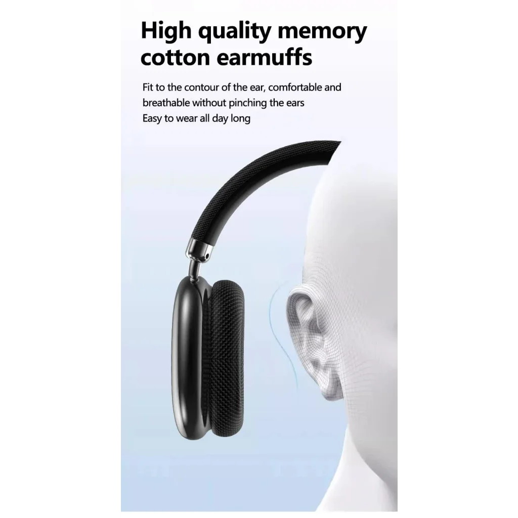Black Comfortable Over-Ear Headphones - Hi-Fi Sound Long