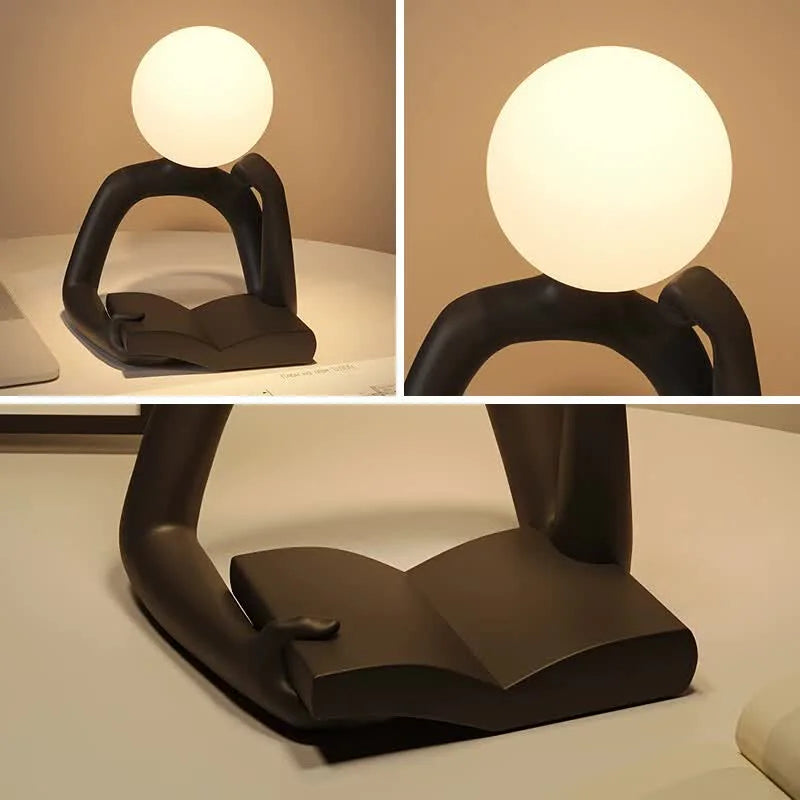 Black Creative Book Reader Desk Lamp - USB Powered Modern