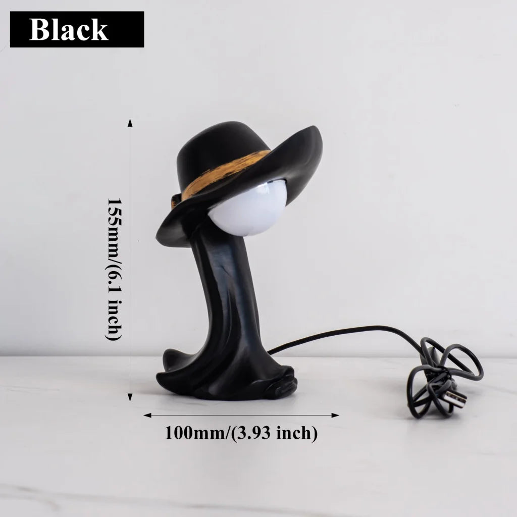 Black Creative Cowboy Hat USB Table Lamp for Home