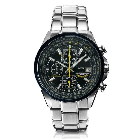 Black Dial Elegant Men’s Quartz Chronograph Watch with 42mm