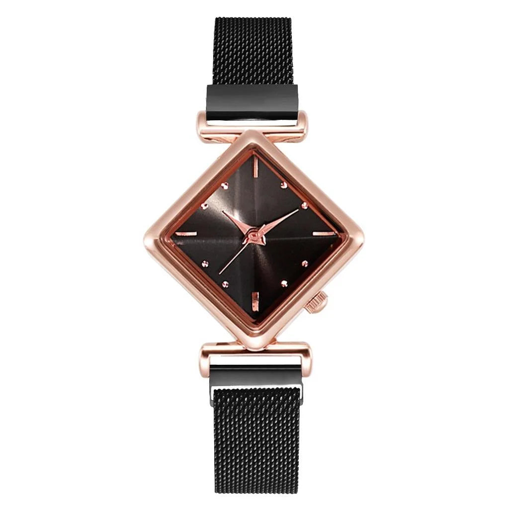 Black Diamond Dial Women Quartz Watch - Fashion > Women’s