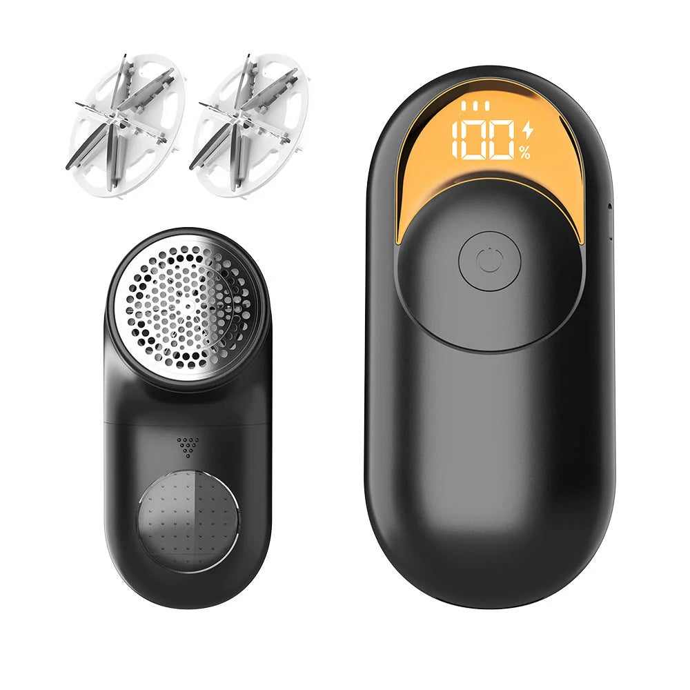 Black Digital Display Electric Lint Remover - 3-Speed USB