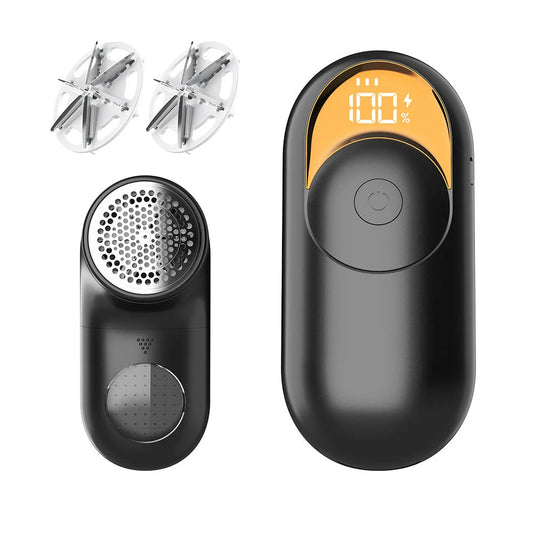 Black Digital Display Electric Lint Remover - 3-Speed USB