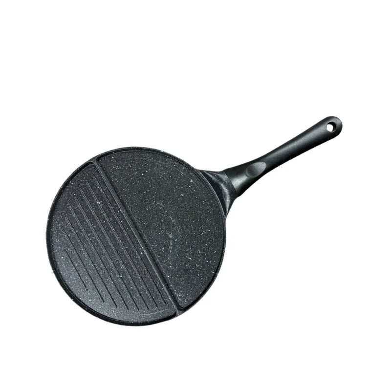 Black Double Compartment + Black Handle Non-Stick Pancake