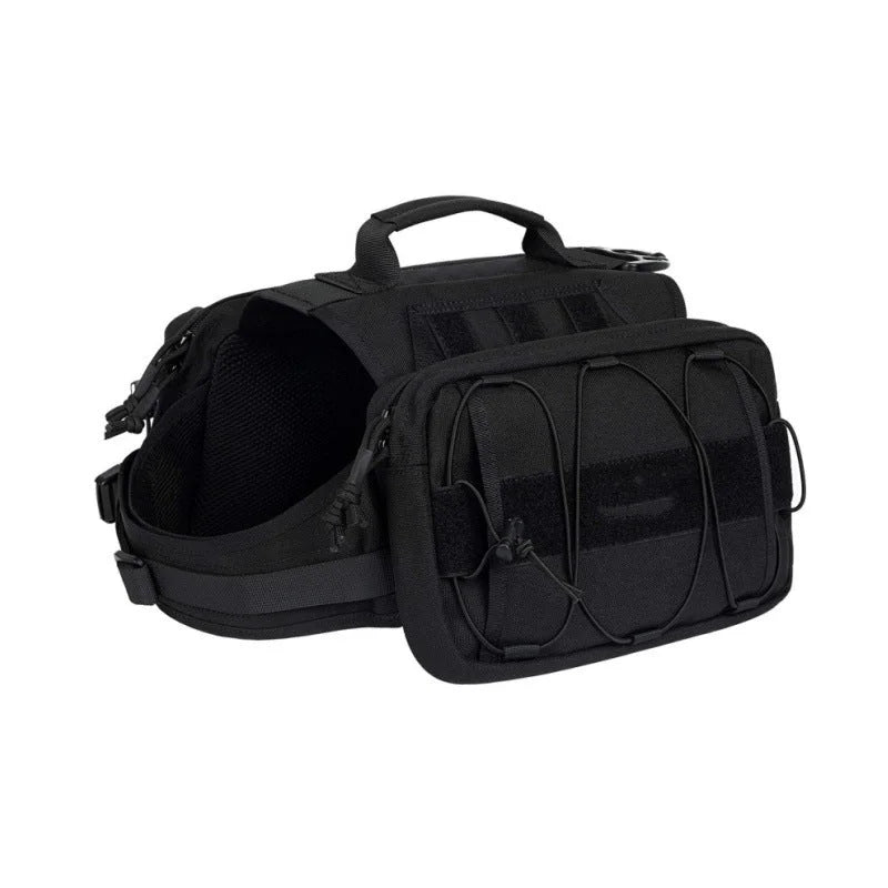 Black Durable Dog Saddle Bag Harness for Outdoor Adventures