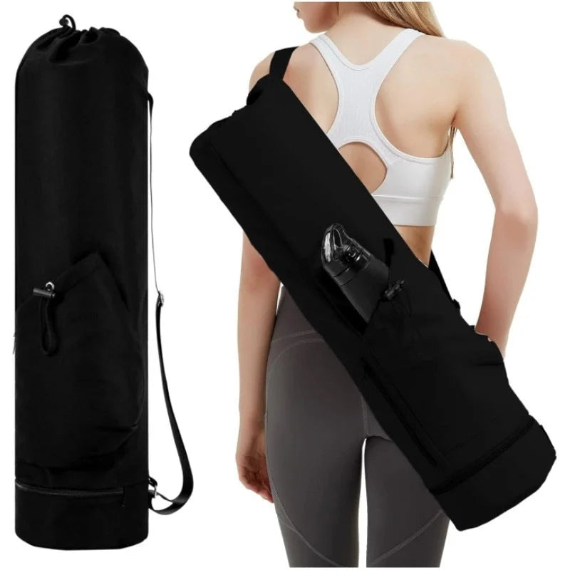 Black Durable Yoga Mat Carry Bag – Multi-Functional Fitness