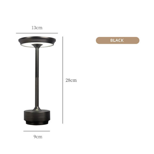 Black Elegant Aluminum Alloy Rechargeable LED Touch Lamp