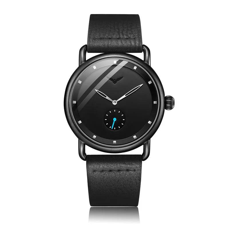 Black Elegant Men s Watch with Leather Band