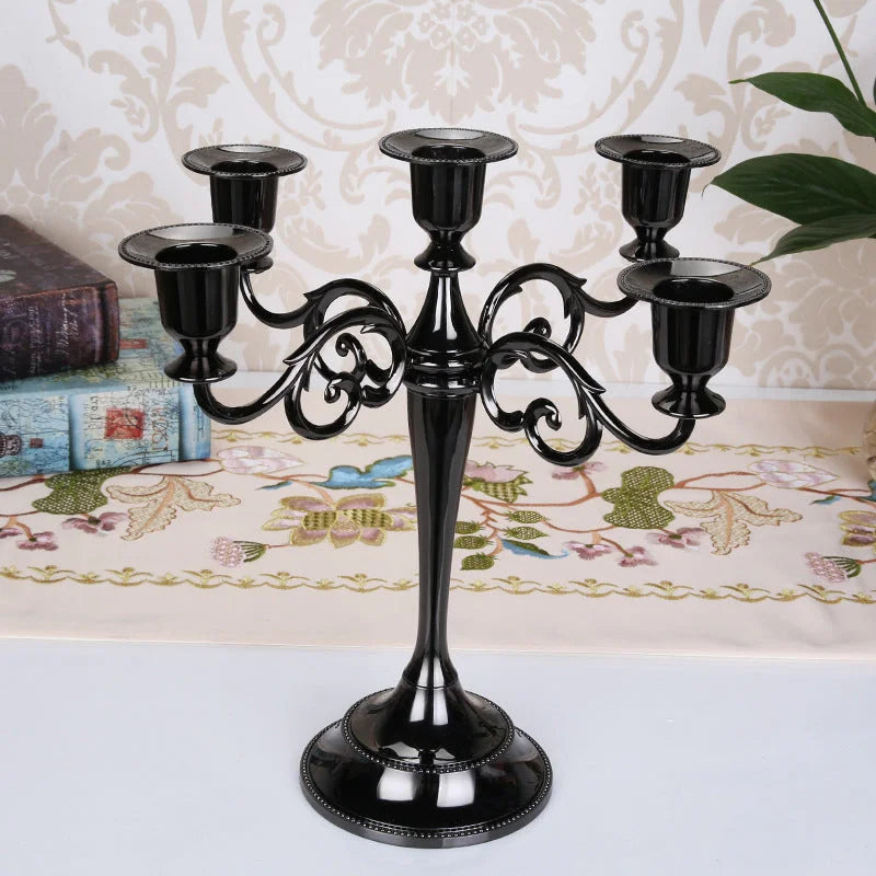 Black Elegant Metal Candelabra 5 Arm Candle Holder