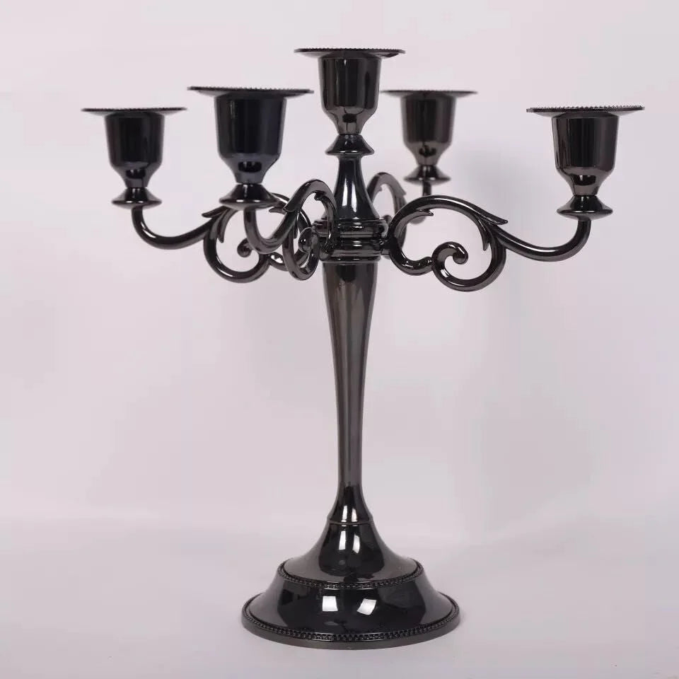 Black Elegant Metal Candelabra 5 Arm Candle Holder