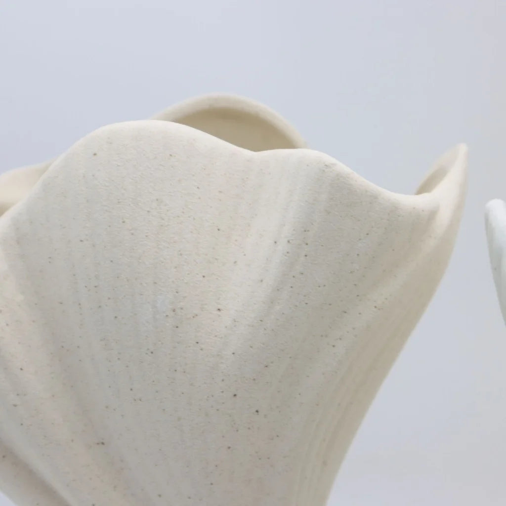 Black Elegant Off-White Ceramic Vase - Modern Sculptural