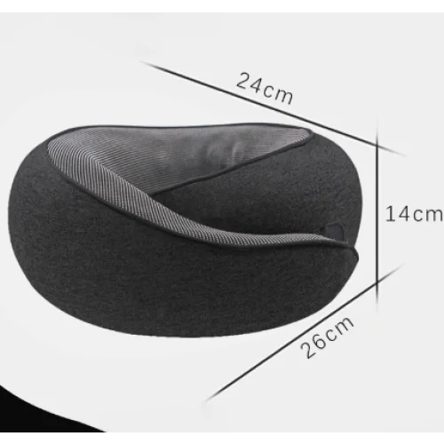 Black Ergonomic Memory Foam Travel Neck Pillow - U-Shaped