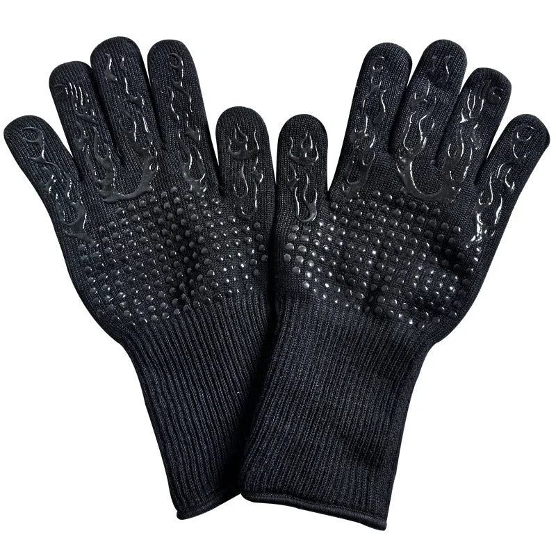 Black Flame Pattern Extreme Heat Resistant BBQ Gloves