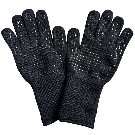 Black Flame Pattern Extreme Heat Resistant BBQ Gloves