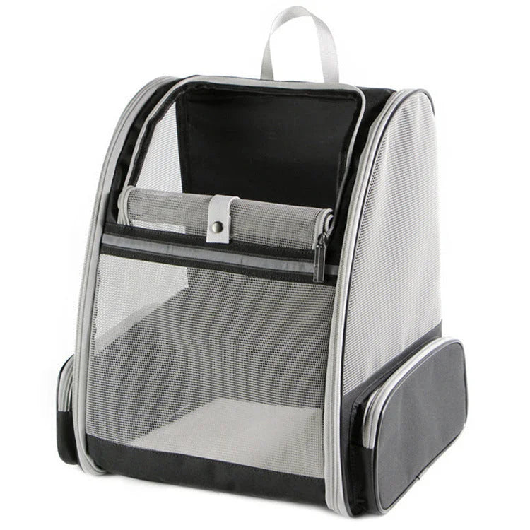 Black Foldable Pet Carrier Backpack - Breathable Mesh
