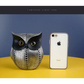 Black gold resin owl statue - modern perforated design