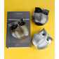 Black gold resin owl statue - modern perforated design