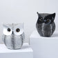 Black gold resin owl statue - modern perforated design