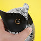 Black gold resin owl statue - modern perforated design