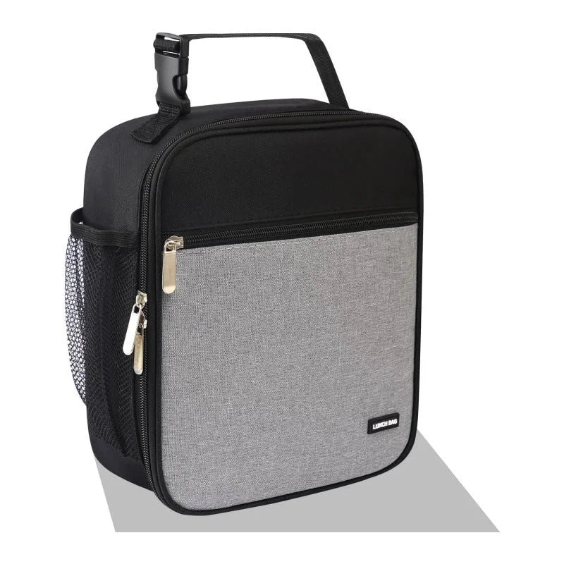 Black-grey Set of 2 Handheld Insulated Lunch Bags for Food