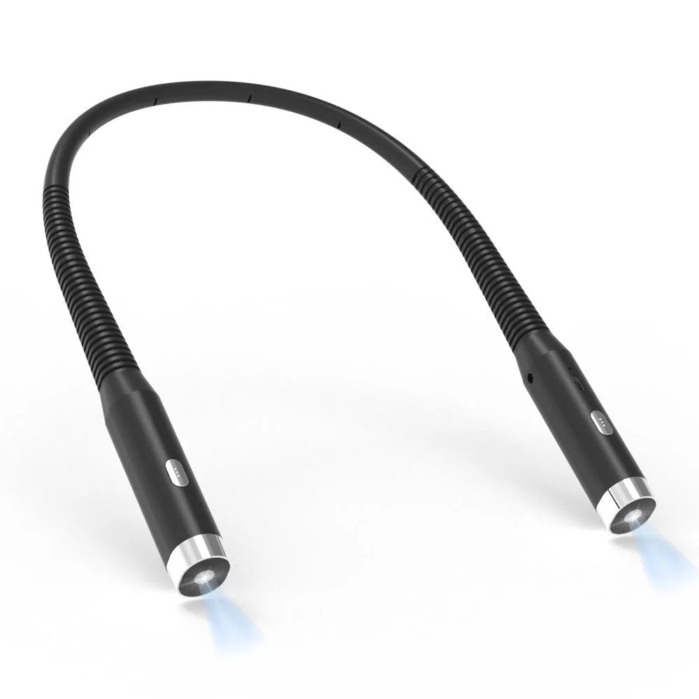 Black Hands-Free LED Neck Reading Light - USB Rechargeable