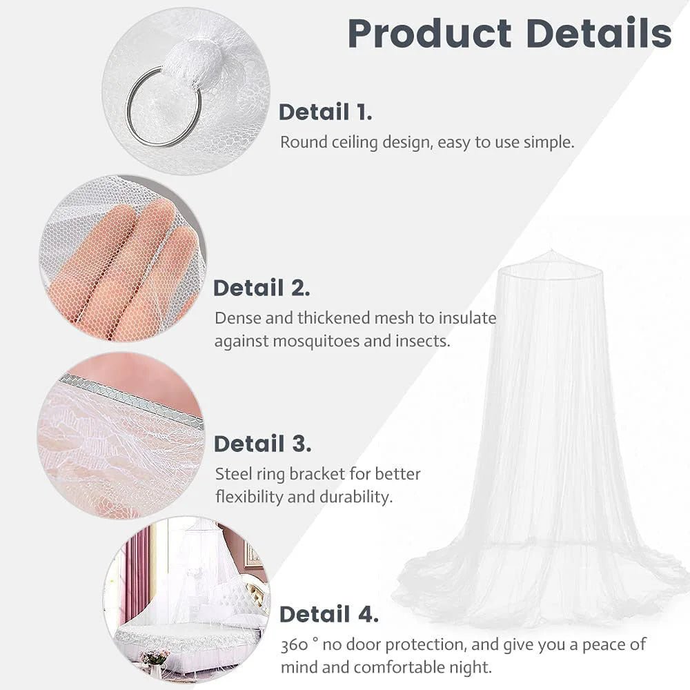Black Hanging Princess Bed Canopy Mosquito Net - Dome