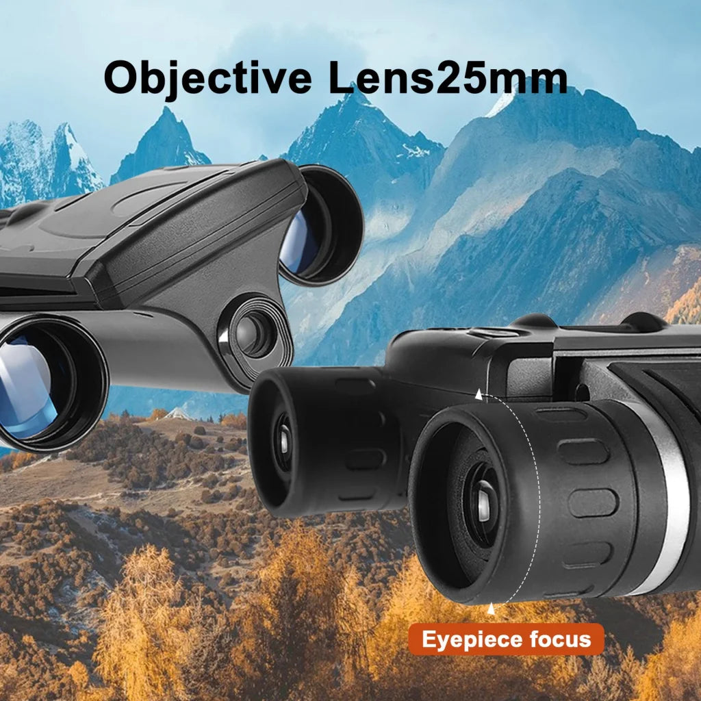 Black HD Digital Camera Binoculars 8X Zoom - Record Video &