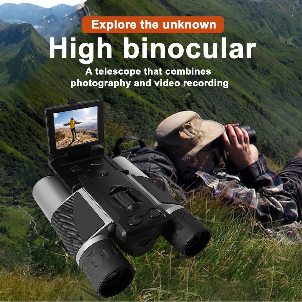 Black HD Digital Camera Binoculars 8X Zoom - Record Video &