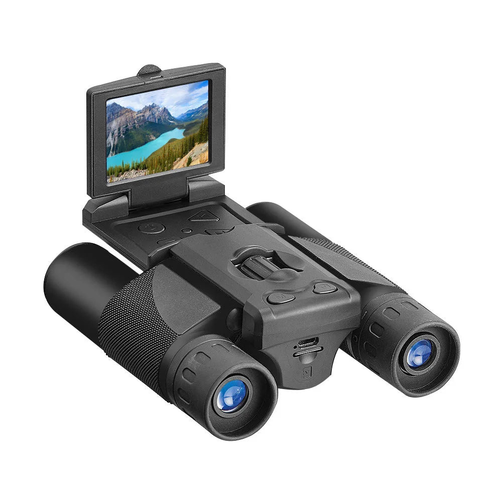Black HD Digital Camera Binoculars 8X Zoom - Record Video &