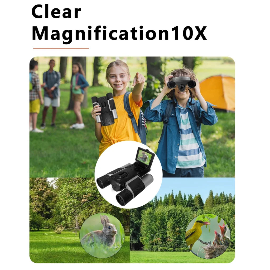 Black HD Digital Camera Binoculars 8X Zoom - Record Video &