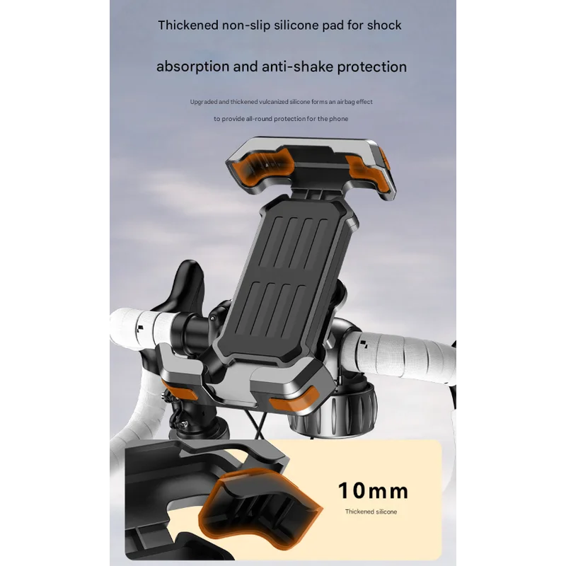 Black Heavy Duty Bike Phone Mount - Anti-Shake Motorcycle