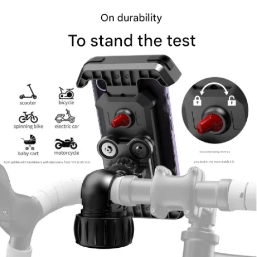 Black Heavy Duty Bike Phone Mount - Anti-Shake Motorcycle