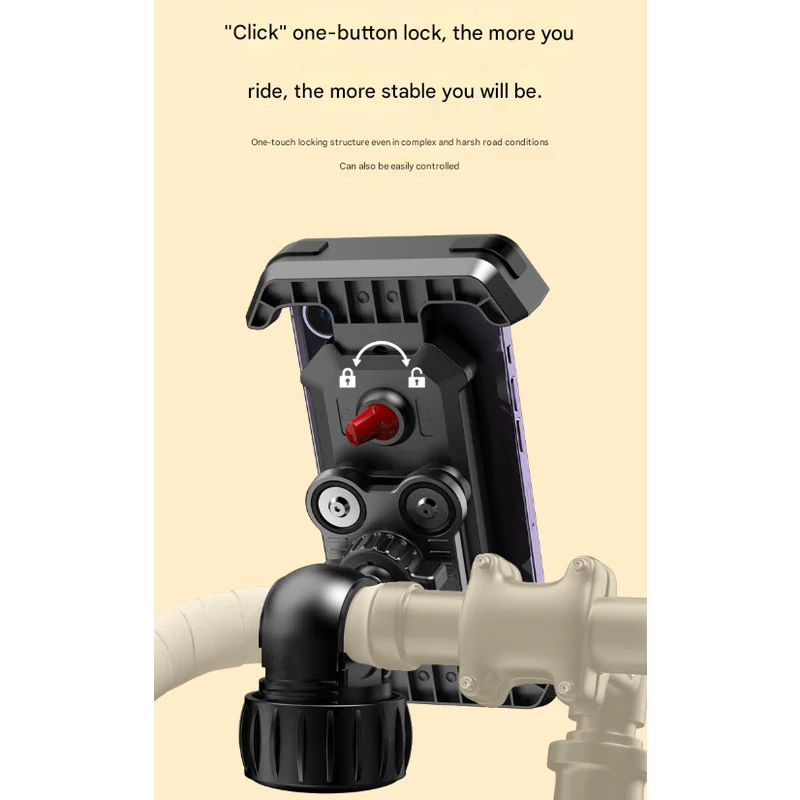 Black Heavy Duty Bike Phone Mount - Anti-Shake Motorcycle