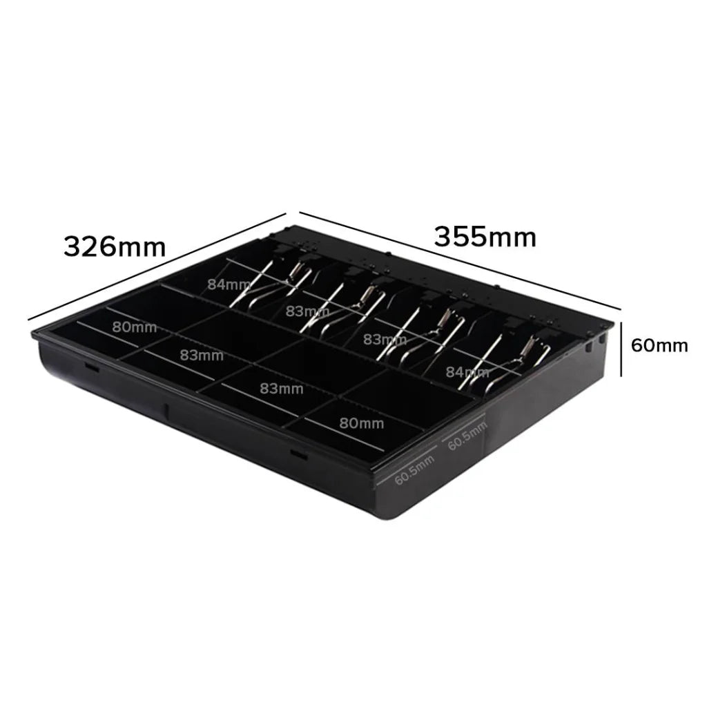 Black Heavy Duty Cash Drawer Electronic 4 Bills 8 Coins Cheque Slot Tray POS 410 - Premium