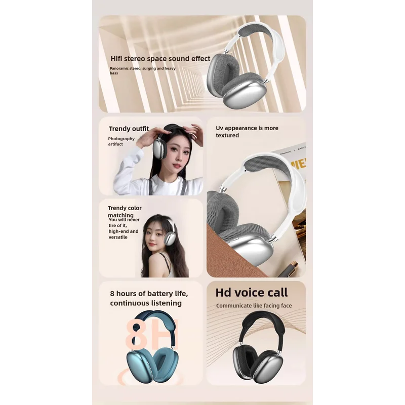 Black Immersive 3D Audio Headphones - Wireless Over-Ear