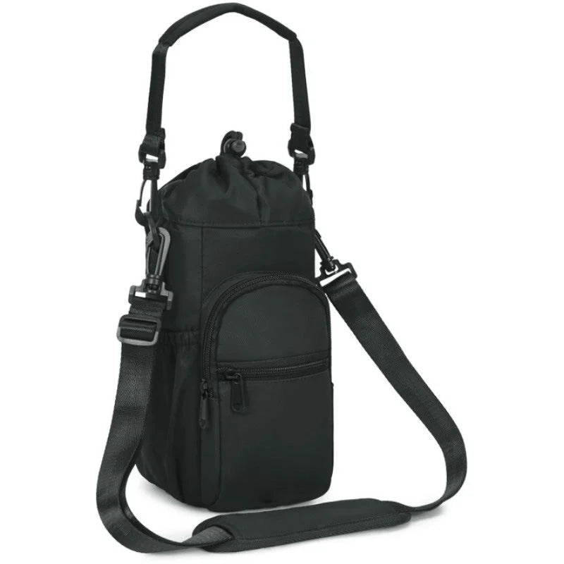 Black Insulated Cup Holder Bag with Adjustable Strap