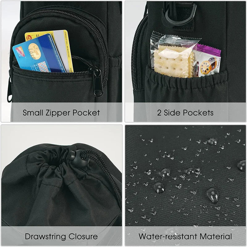 Black Insulated Cup Holder Bag with Adjustable Strap