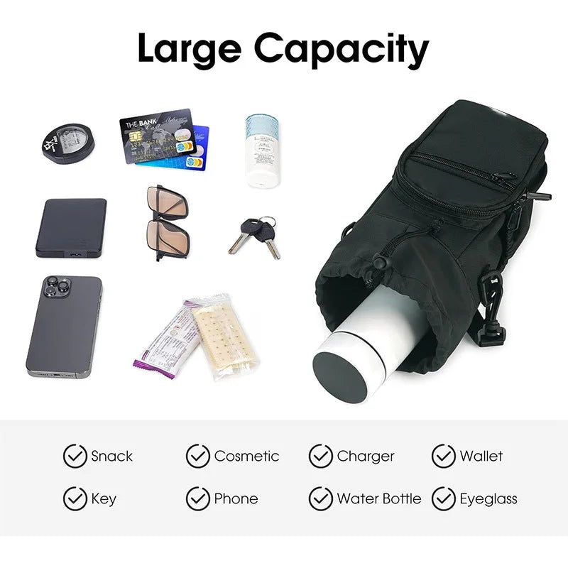Black Insulated Cup Holder Bag with Adjustable Strap