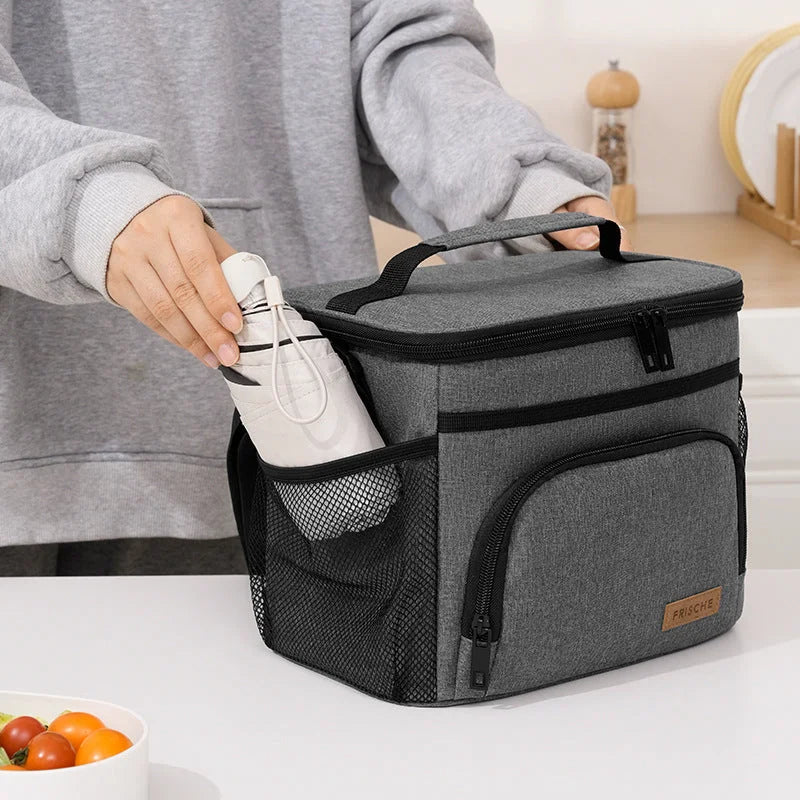 Black Insulated Lunch Bag Cooler Tote - 9L Leakproof