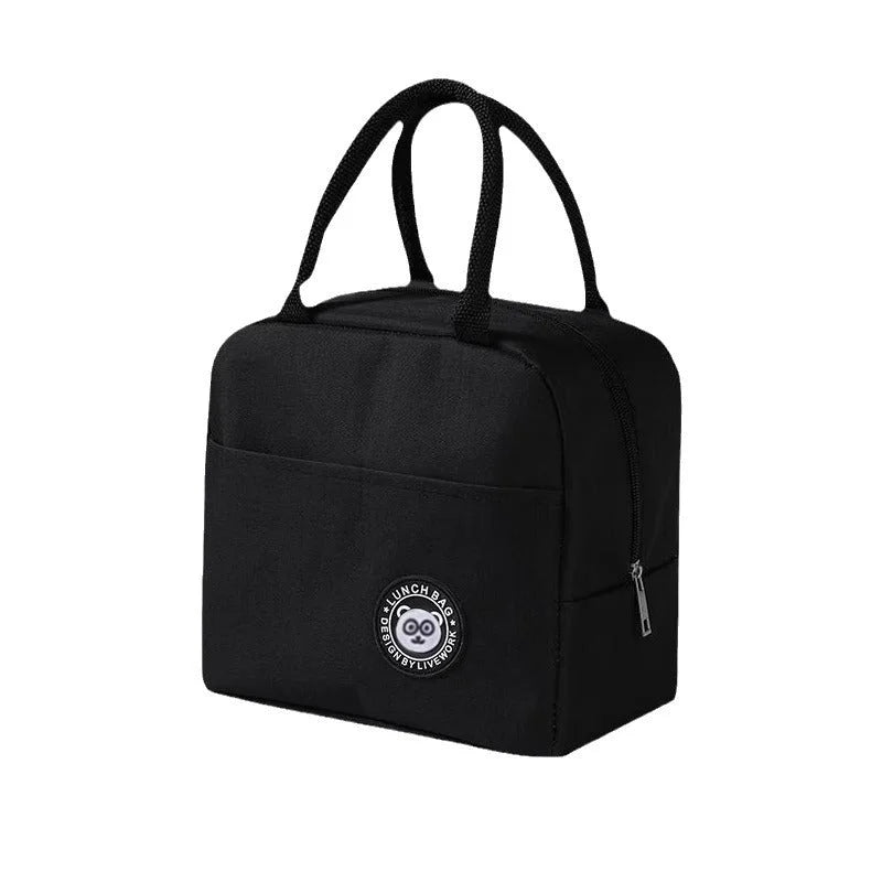Black Insulated Lunch Bag - Waterproof Oil-Proof Bento Bag