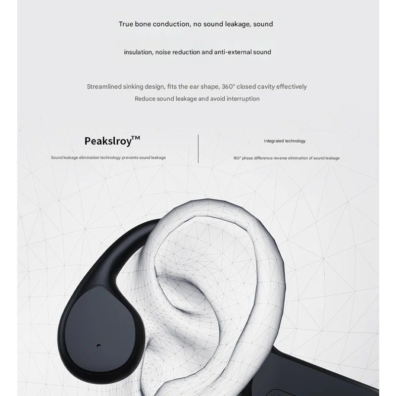 Black IPX8 Waterproof Swimming Headphones - Bone Conduction