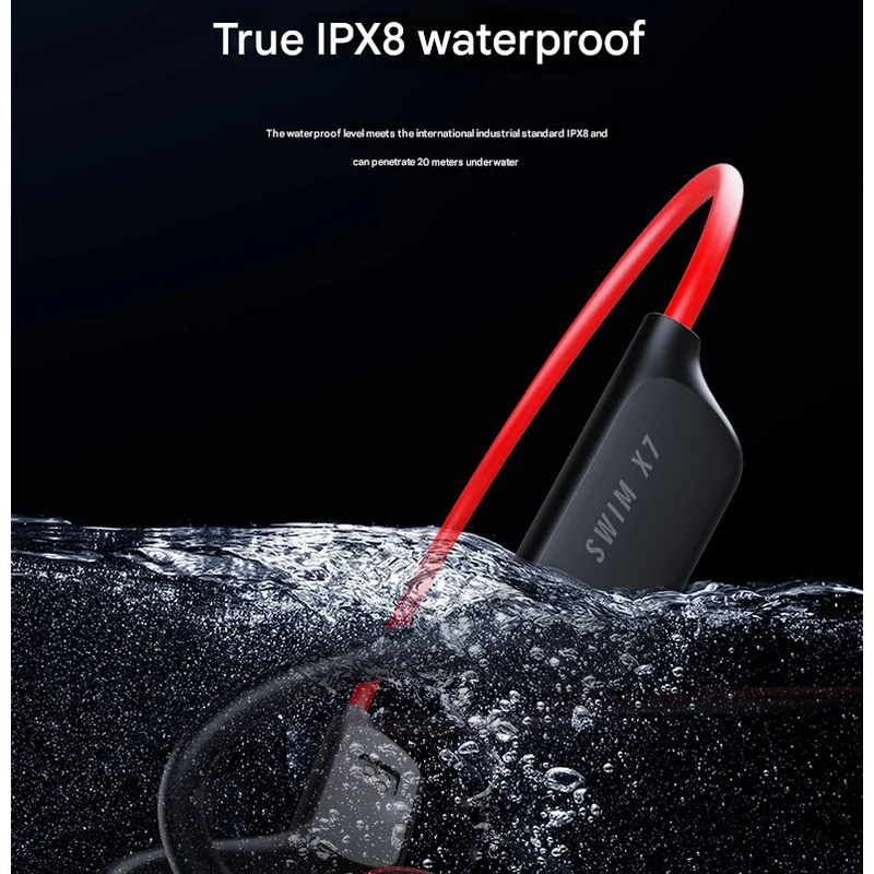 Black IPX8 Waterproof Swimming Headphones - Bone Conduction