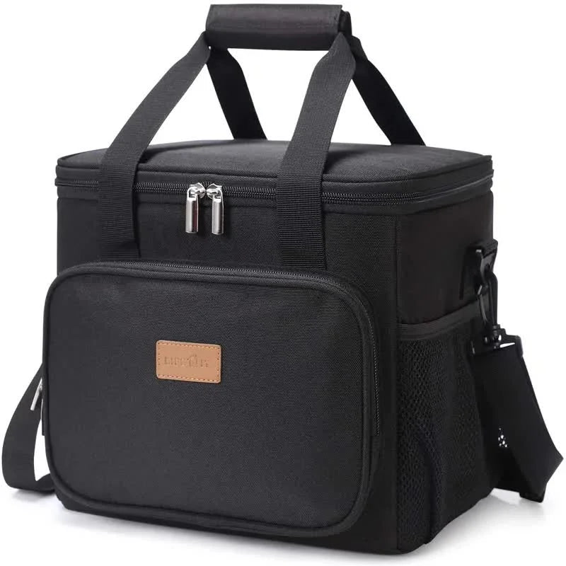Black Large Capacity Picnic Bag - Waterproof PEVA Insulated