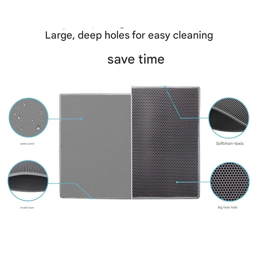 Black Large Double-Layer Cat Litter Trapping Mat